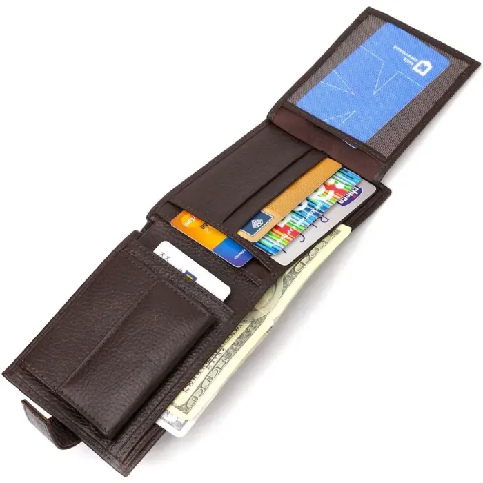 Місткий чоловічий гаманець із натуральної шкіри флотар CANPELLINI 21944 Коричневий