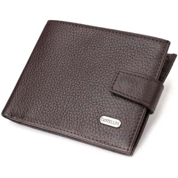 Місткий чоловічий гаманець із натуральної шкіри флотар CANPELLINI 21944 Коричневий
