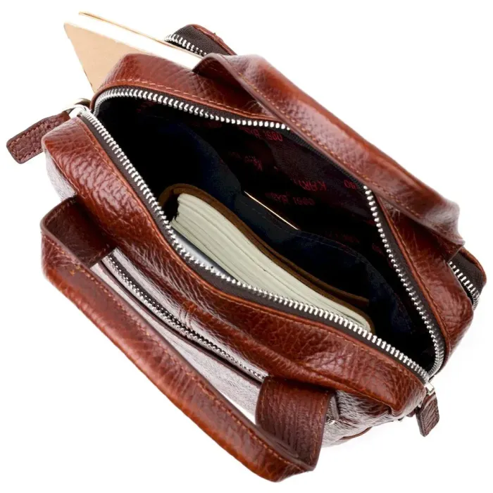 Вместительный мужской мессенджер KARYA 20886 кожаный Коричневый