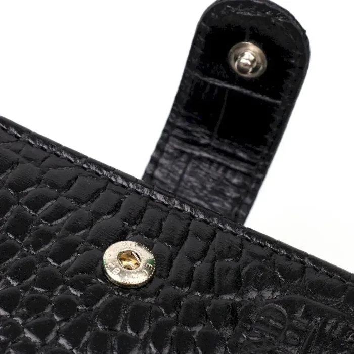 Місткий невеликий гаманець для чоловіків з натуральної шкіри з тисненням під крокодила BOND 21997 Чорний