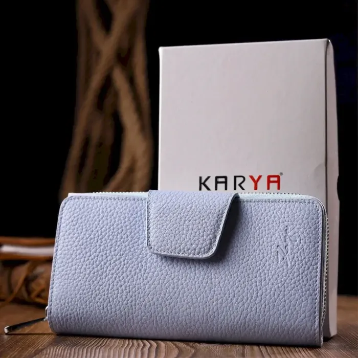 Місткий вертикальний жіночий гаманець з натуральної шкіри KARYA 21159 Фіолетовий