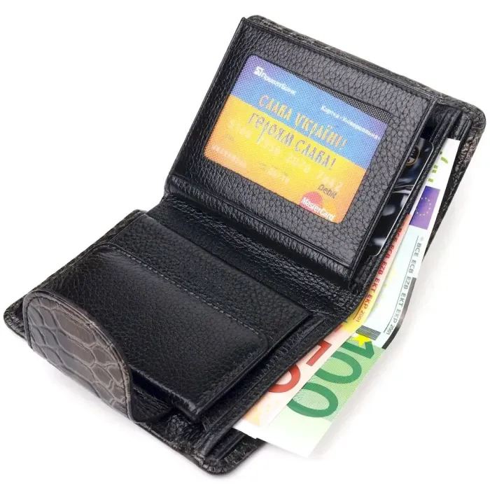 Вместительный вертикальный женский кошелек из натуральной кожи с тиснением под змею CANPELLINI 21676 Разноцветный