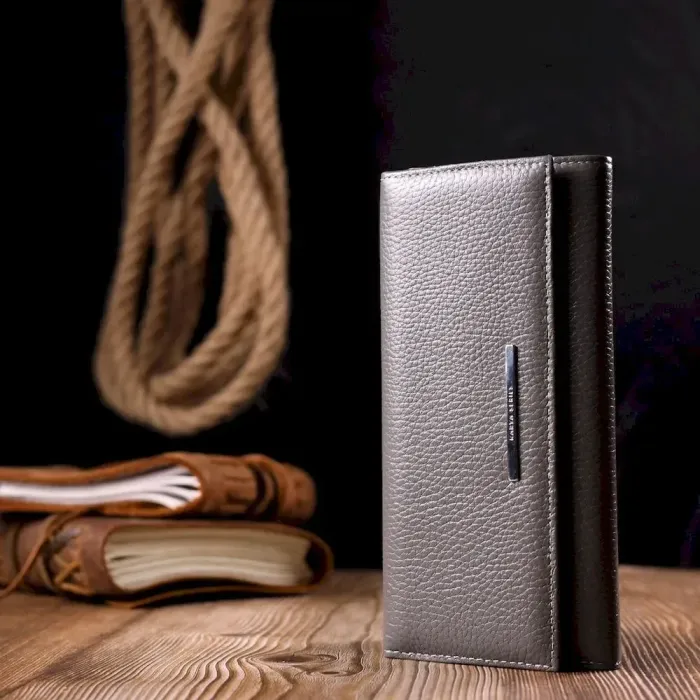 Вместительный женский кошелек из натуральной кожи KARYA 21020 Серый