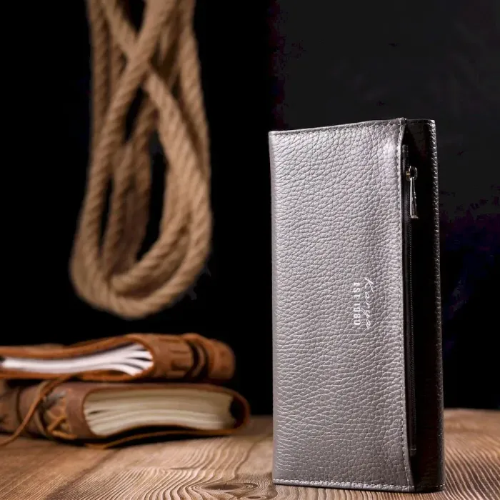 Вместительный женский кошелек из натуральной кожи KARYA 21020 Серый