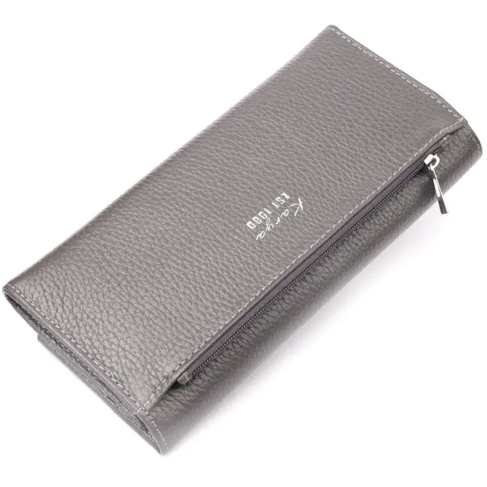 Вместительный женский кошелек из натуральной кожи KARYA 21020 Серый
