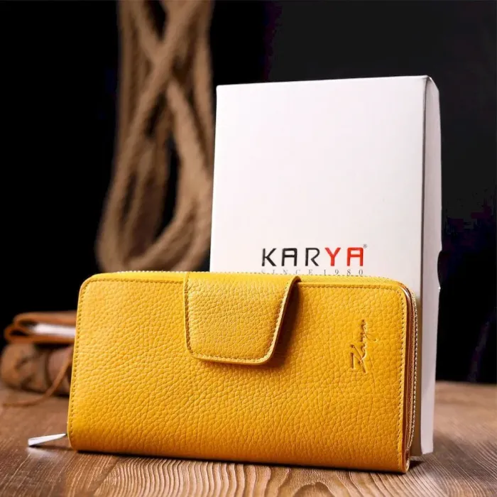 Вместительный женский кошелек из натуральной кожи KARYA 21150 Желтый