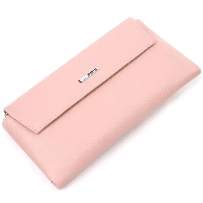 Місткий жіночий гаманець з натуральної шкіри KARYA 21358 Рожевий
