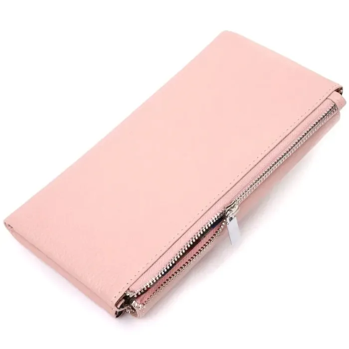 Місткий жіночий гаманець з натуральної шкіри KARYA 21358 Рожевий