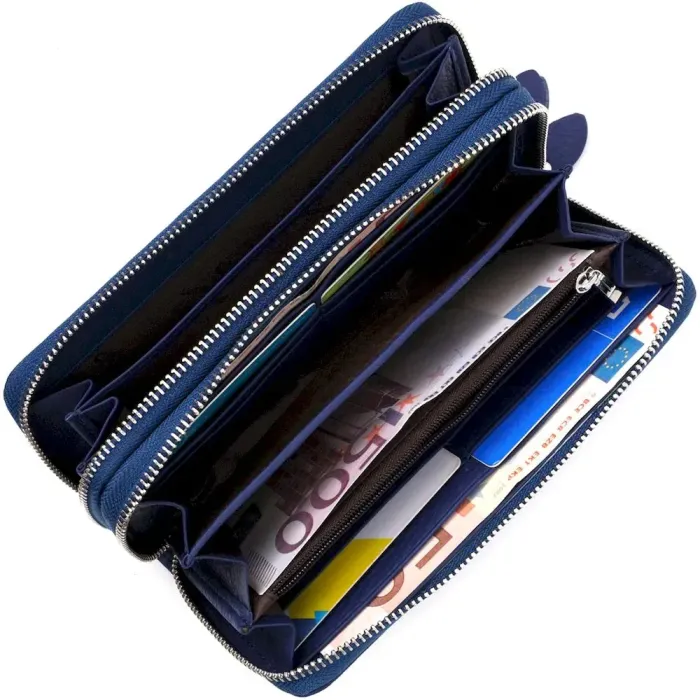 Місткий жіночий гаманець-клатч із двома відділеннями на блискавках ST Leather 19431 Синій