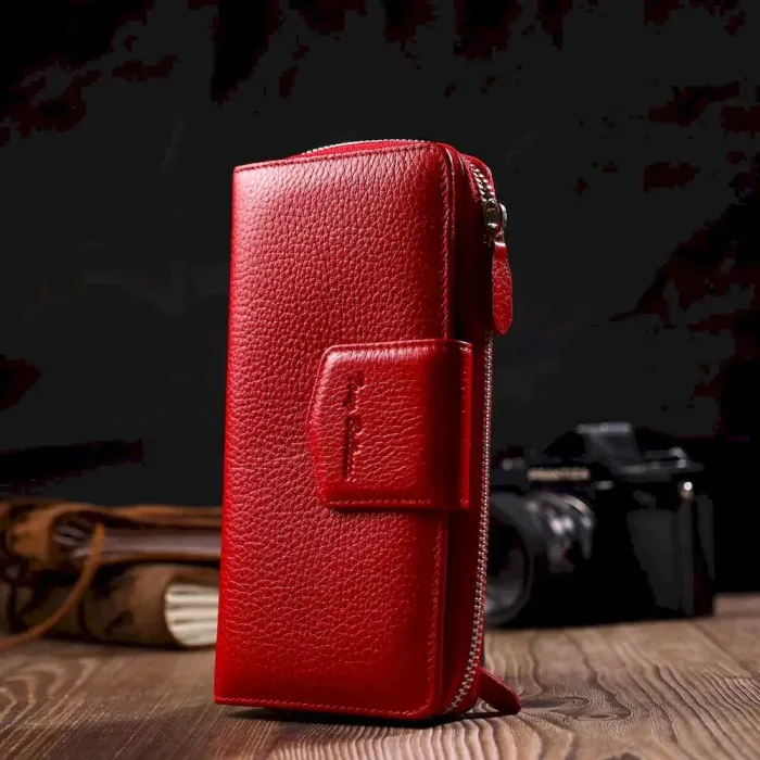 Місткий жіночий гаманець з блоком для карт та документів з натуральної шкіри Tony Bellucci 21956 Червоний