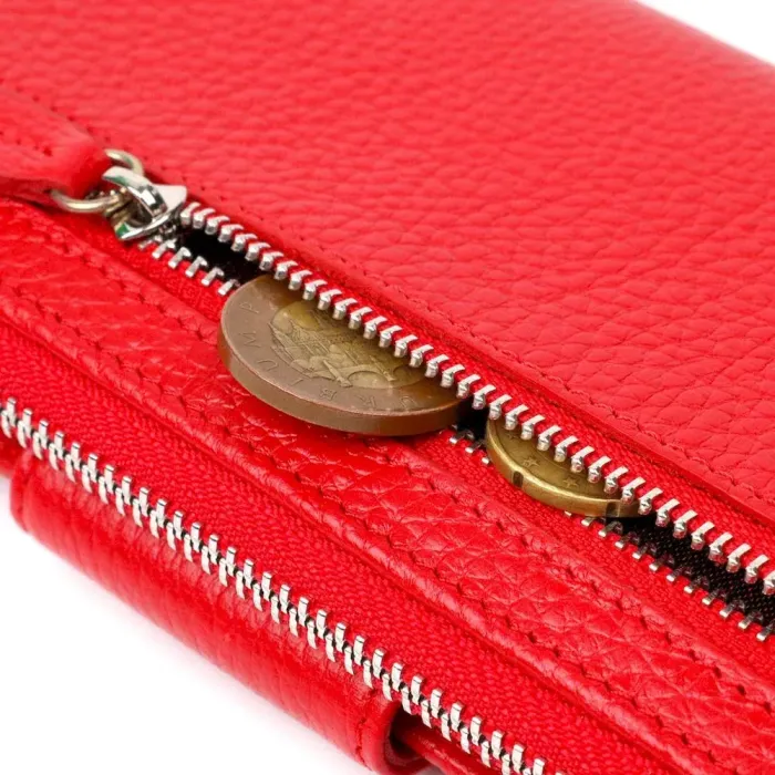 Місткий жіночий гаманець з блоком для карт та документів з натуральної шкіри Tony Bellucci 21956 Червоний