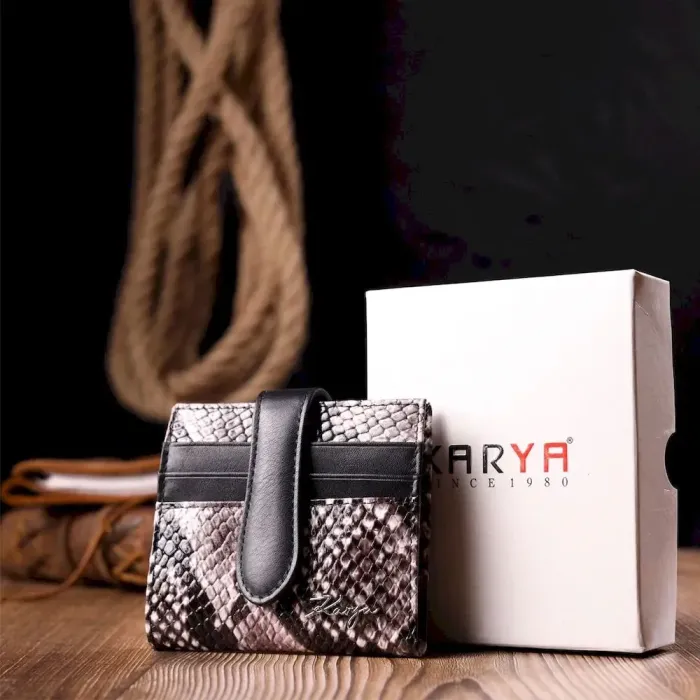 Чудовий жіночий гаманець із натуральної фактурної шкіри KARYA 20955 Чорний