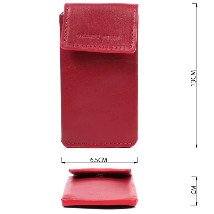 Яскрава жіноча ключниця футляр із натуральної шкіри GRANDE PELLE 22569 Червоний