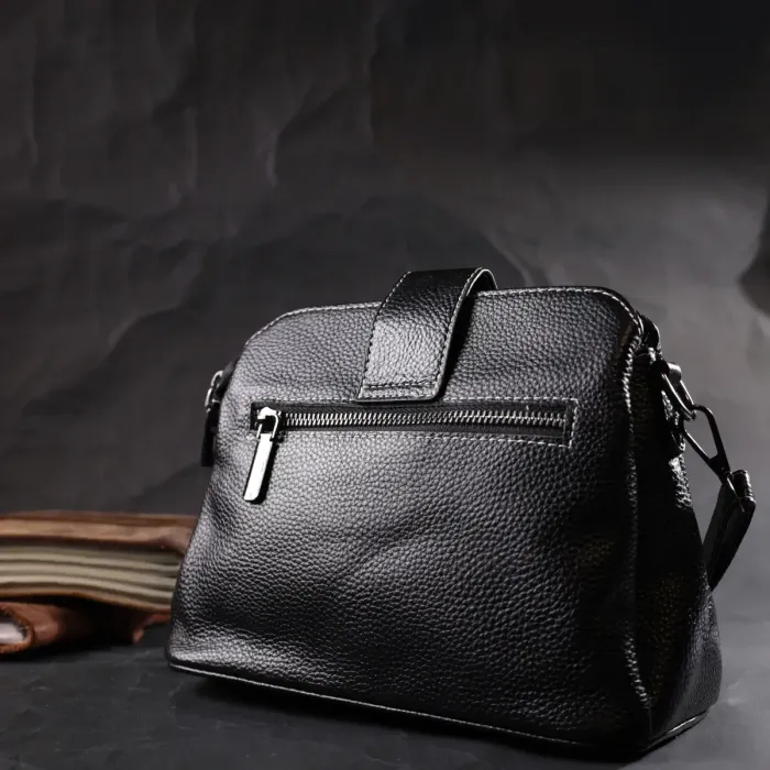 Замечательная сумка для стильных женщин из натуральной кожи Vintage 22415 Черная