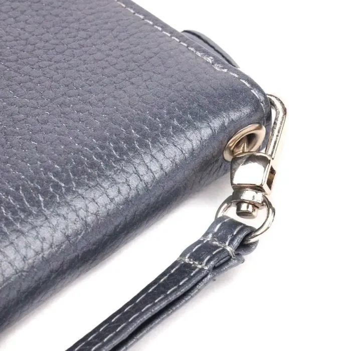 Чудовий гаманець з відливом для жінок із натуральної шкіри флотар CANPELLINI 21622 Сірий