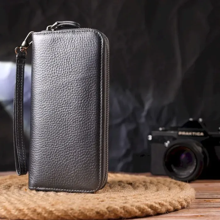 Чудовий гаманець з відливом для жінок із натуральної шкіри флотар CANPELLINI 21622 Сірий