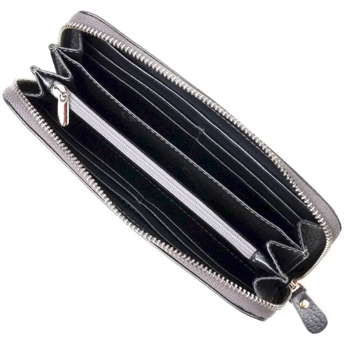 Чудовий гаманець з відливом для жінок із натуральної шкіри флотар CANPELLINI 21622 Сірий