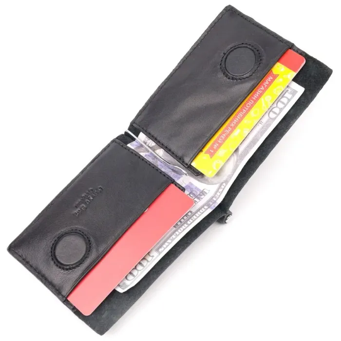 Чудовий чоловічий затискач із плетеної шкіри KARYA 21054 Чорний