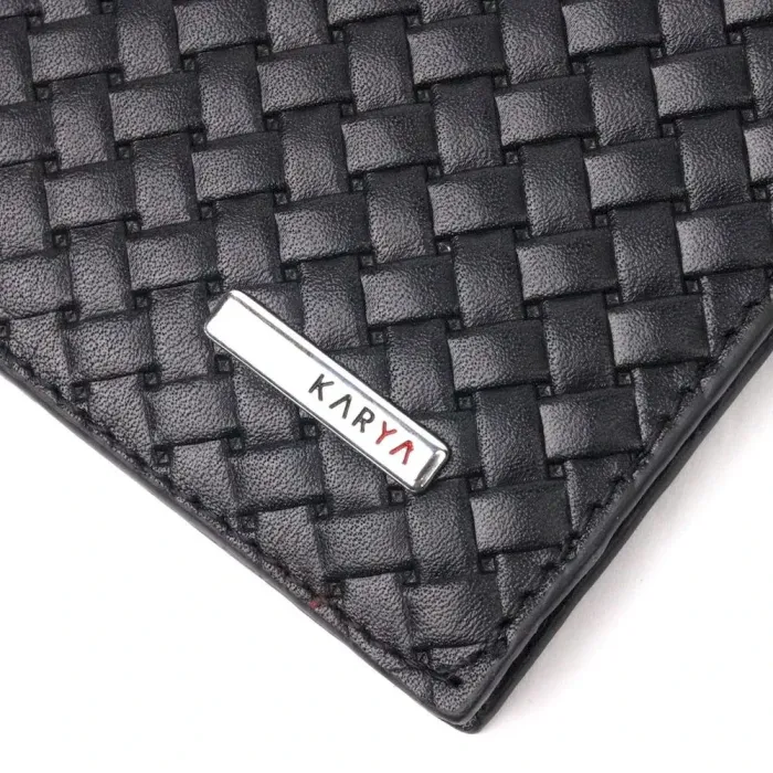 Чудовий чоловічий затискач із плетеної шкіри KARYA 21054 Чорний