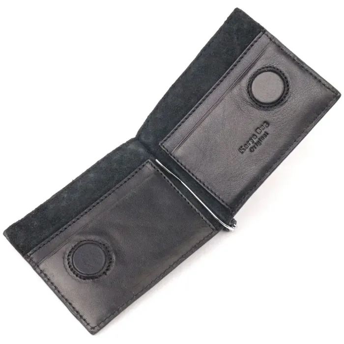 Чудовий чоловічий затискач із плетеної шкіри KARYA 21054 Чорний