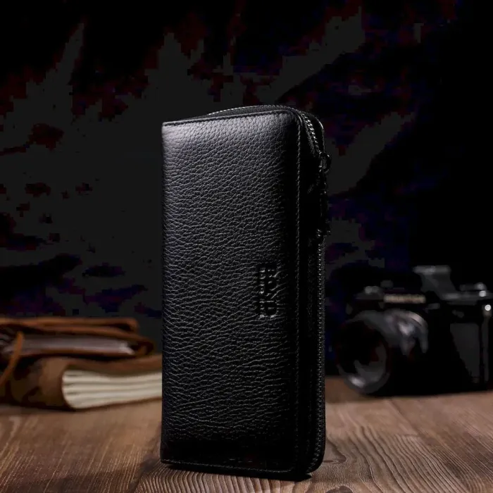 Чудовий жіночий гаманець із натуральної зернистої шкіри BOND 22053 Чорний