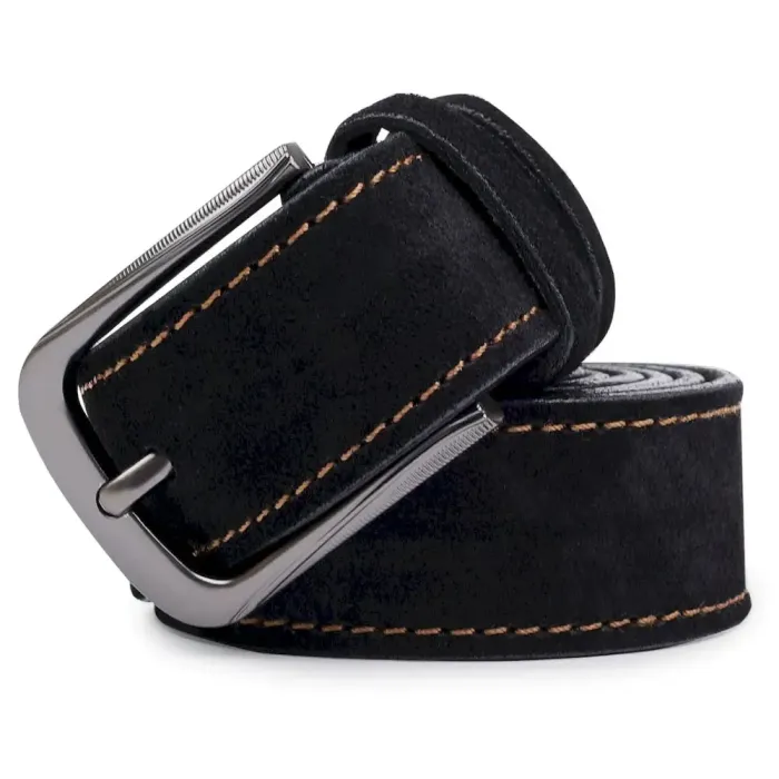 Замшевый модный мужской ремень Vintage 20710 Черный