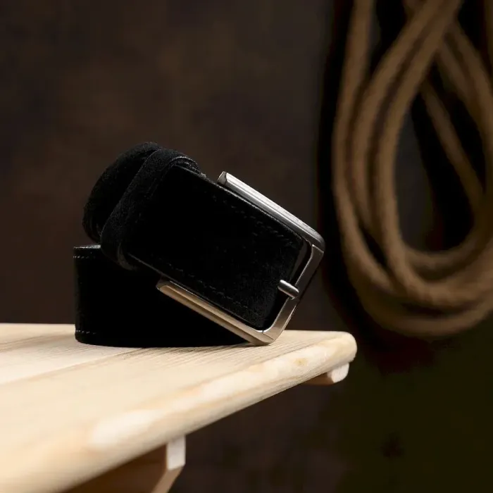 Замшевый мужской ремень Vintage 20733 Черный