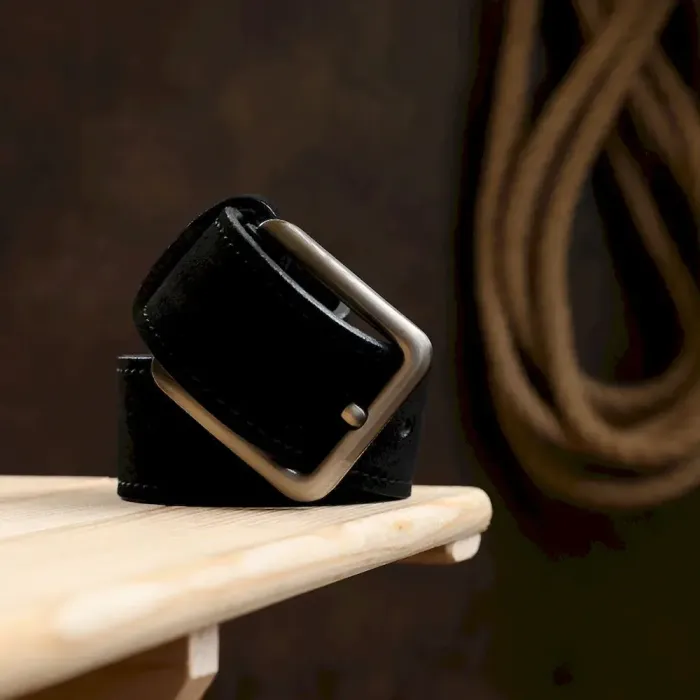 Замшевый мужской ремень Vintage 20738 Черный