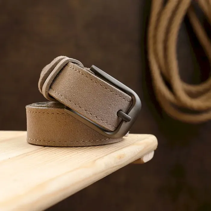 Замшевий ремінь для жінок Vintage 20780 Сірий