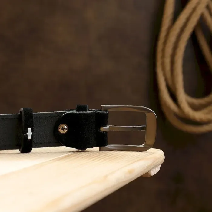 Замшевий ремінь унісекс Vintage 20781 Чорний