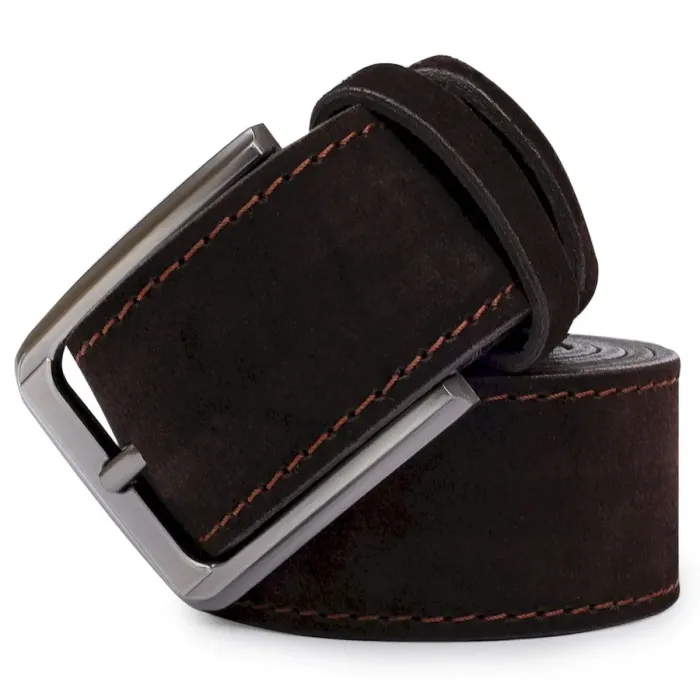 Замшевый стильный мужской ремень Vintage 20734 Коричневый