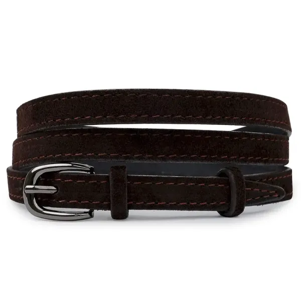 Замшевий стильний ремінь жіночий Vintage 20765 Темно-коричневий