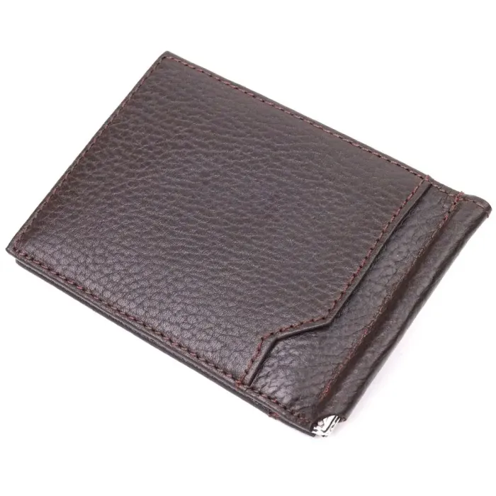 Зажим для мужчин с монетницей из натуральной кожи KARYA 21344 Коричневый