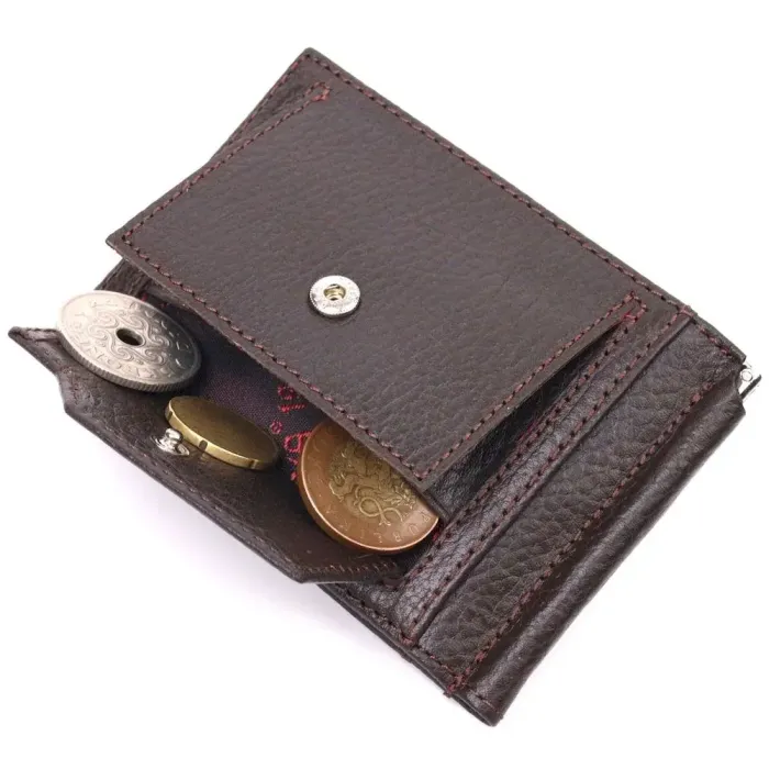 Зажим для мужчин с монетницей из натуральной кожи KARYA 21344 Коричневый