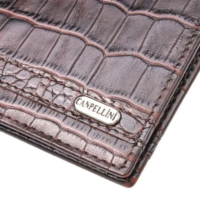 Затискач із натуральної фактурної шкіри CANPELLINI 21519 Коричневий