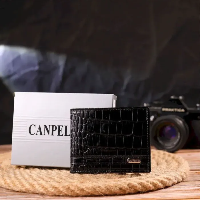 Зажим из натуральной фактурной кожи CANPELLINI 21520 Черный