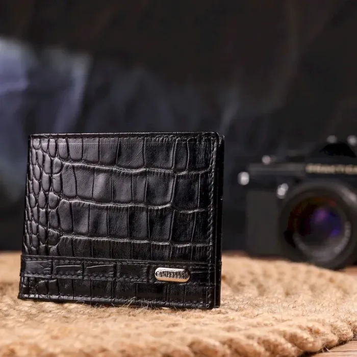 Зажим из натуральной фактурной кожи CANPELLINI 21520 Черный