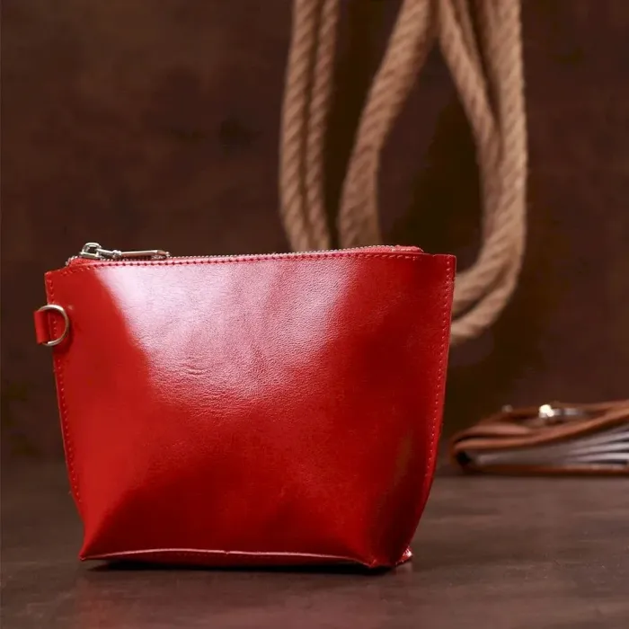 Женская глянцевая косметичка из натуральной кожи Shvigel 16410 Красный