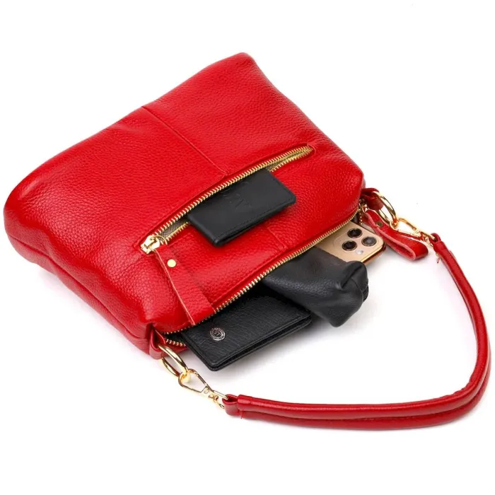 Жіноча яскрава сумка через плече з натуральної шкіри 22136 Vintage Червона