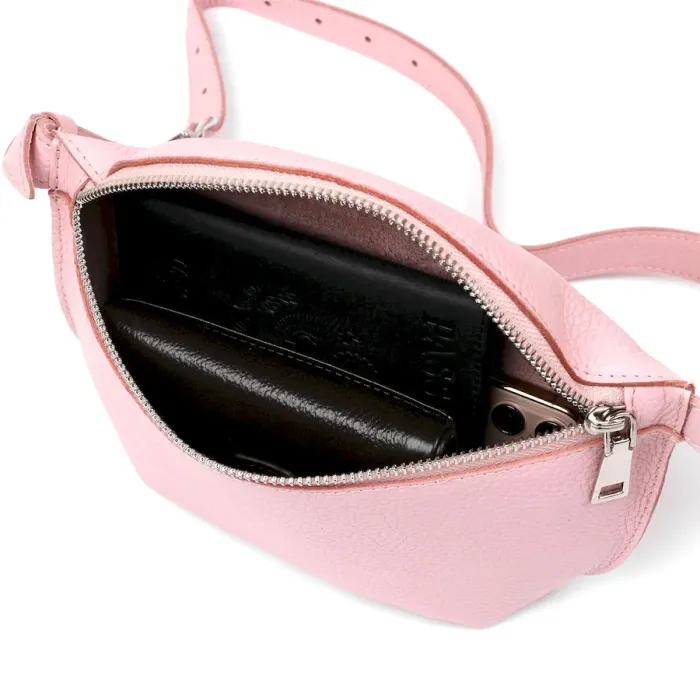 Женская кожаная бананка Shvigel 16375 Розовый