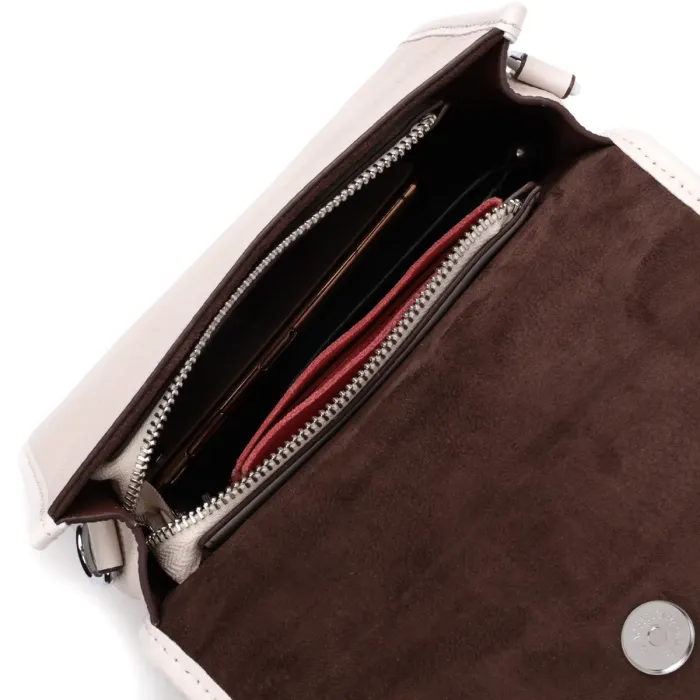 Жіноча шкіряна сумка із напівкруглим клапаном Vintage 22258 Біла