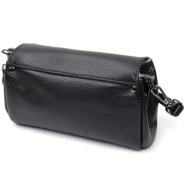 Жіноча шкіряна сумка із трикутним клапаном Vintage 22254 Чорна