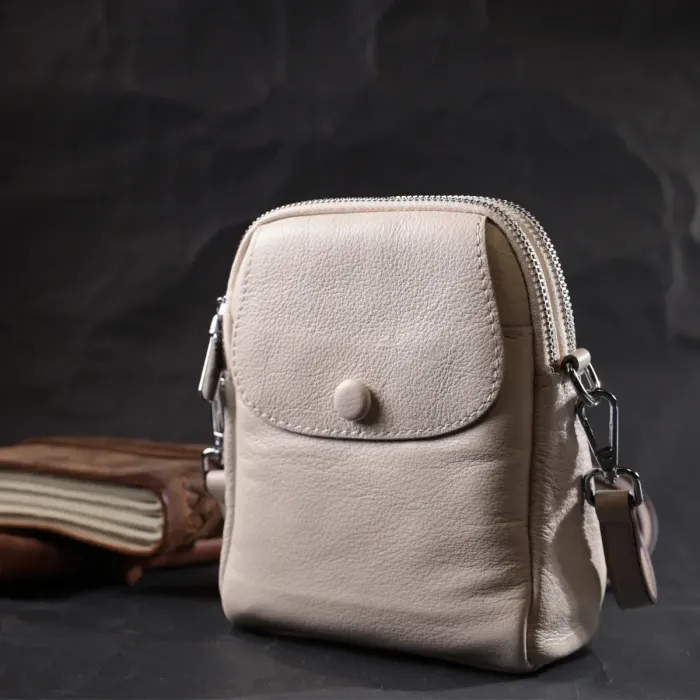 Жіноча невелика вертикальна сумка на два відділення з натуральної шкіри Vintage 22401