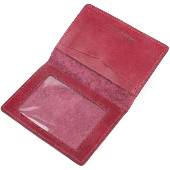 Женская обложка на военный билет из глянцевой кожи Карта GRANDE PELLE 16779 Бордовая