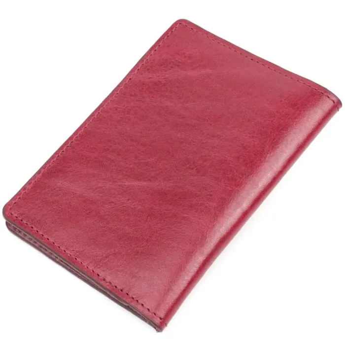 Женская обложка на военный билет из глянцевой кожи Карта GRANDE PELLE 16779 Бордовая