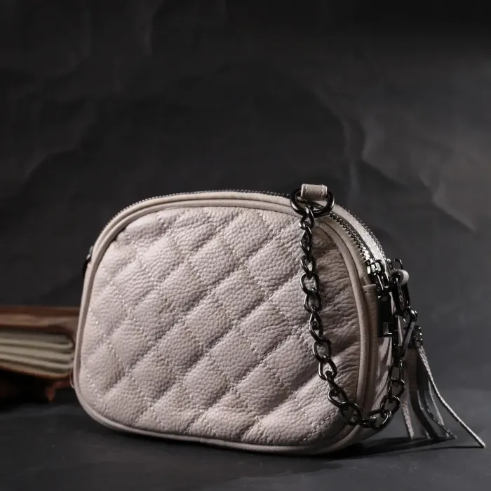 Жіноча стьобана сумка з м'якої натуральної шкіри Vintage 22326