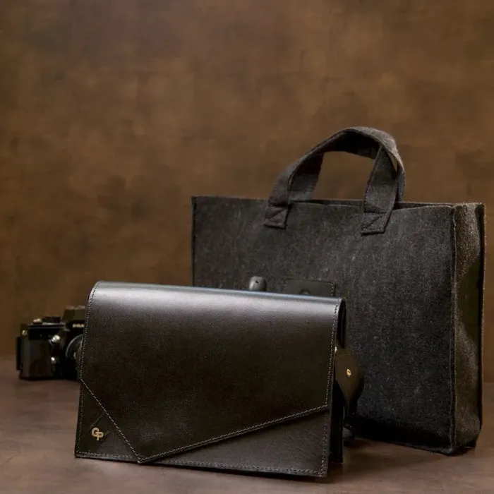 Жіноча стильна сумка з натуральної шкіри GRANDE PELLE 11434 Чорний