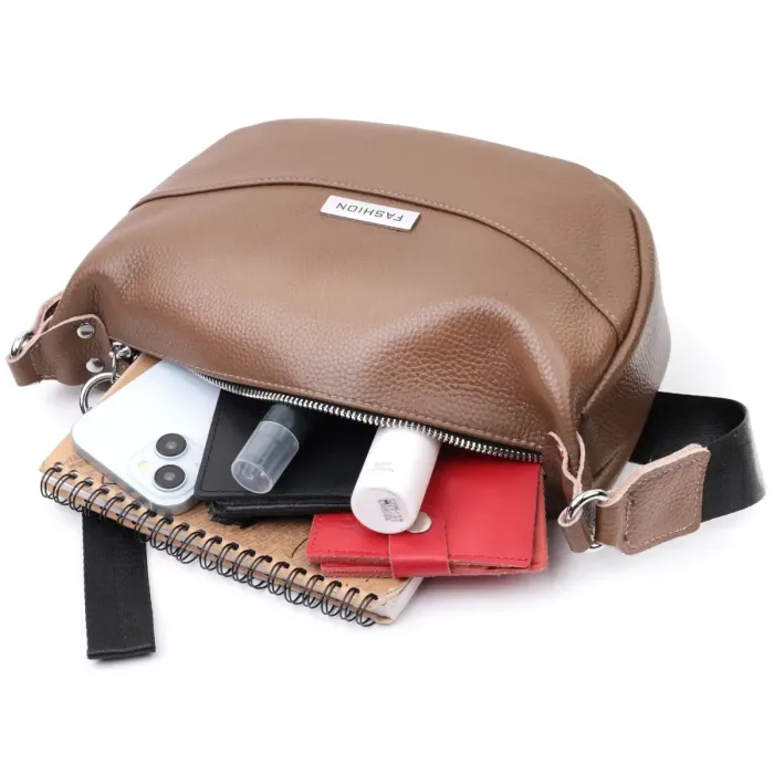 Жіноча сумка з натуральної шкіри через плече з незвичайним бігунком брелок Vintage 22619