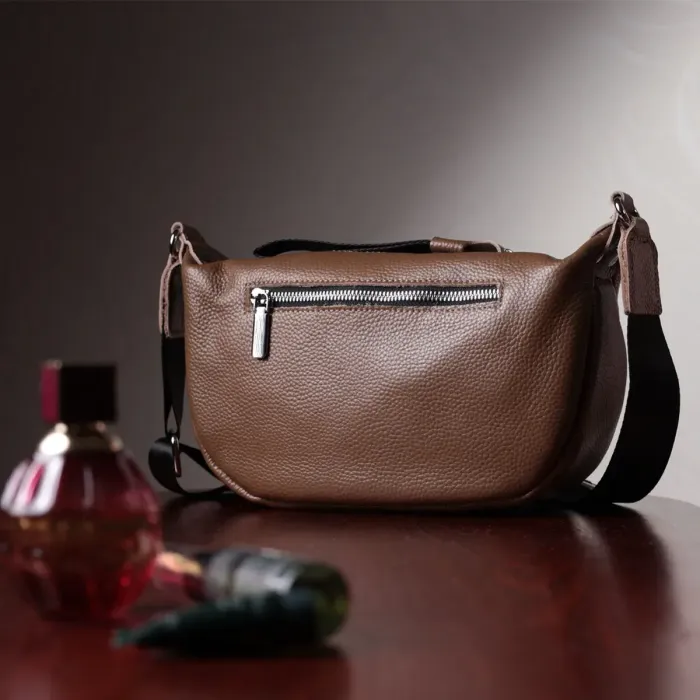 Жіноча сумка з натуральної шкіри через плече з незвичайним бігунком брелок Vintage 22619