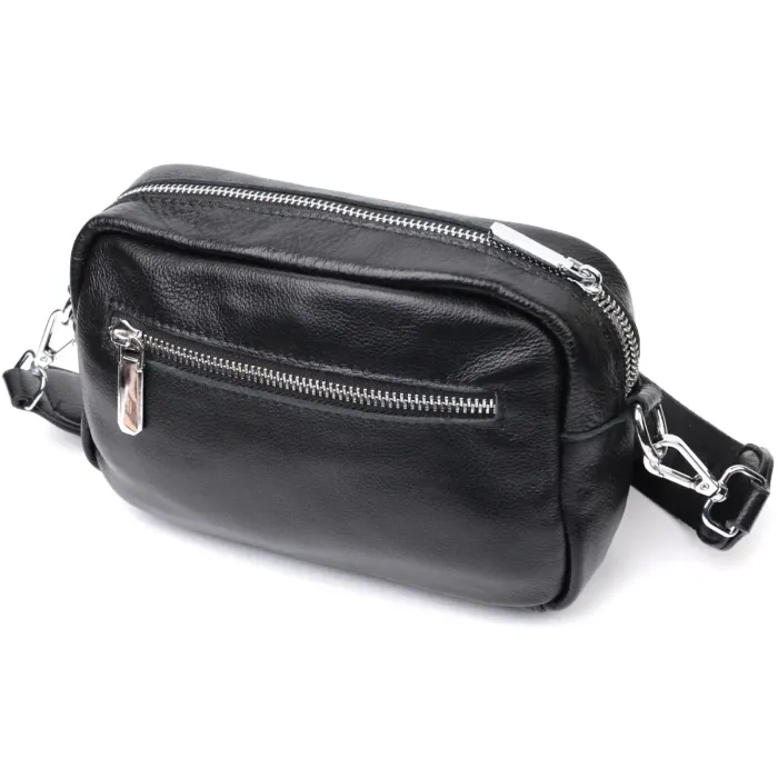 Жіноча сумка з натуральної шкіри Vintage 22436 Чорна